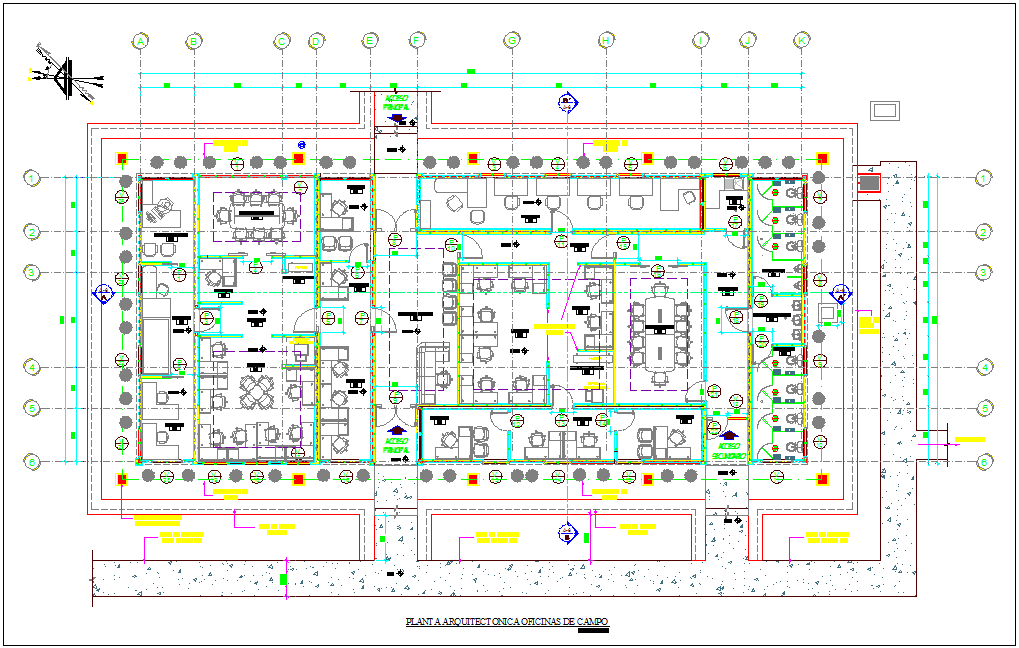 Field of office floor plan with architectural view dwg file - Cadbull