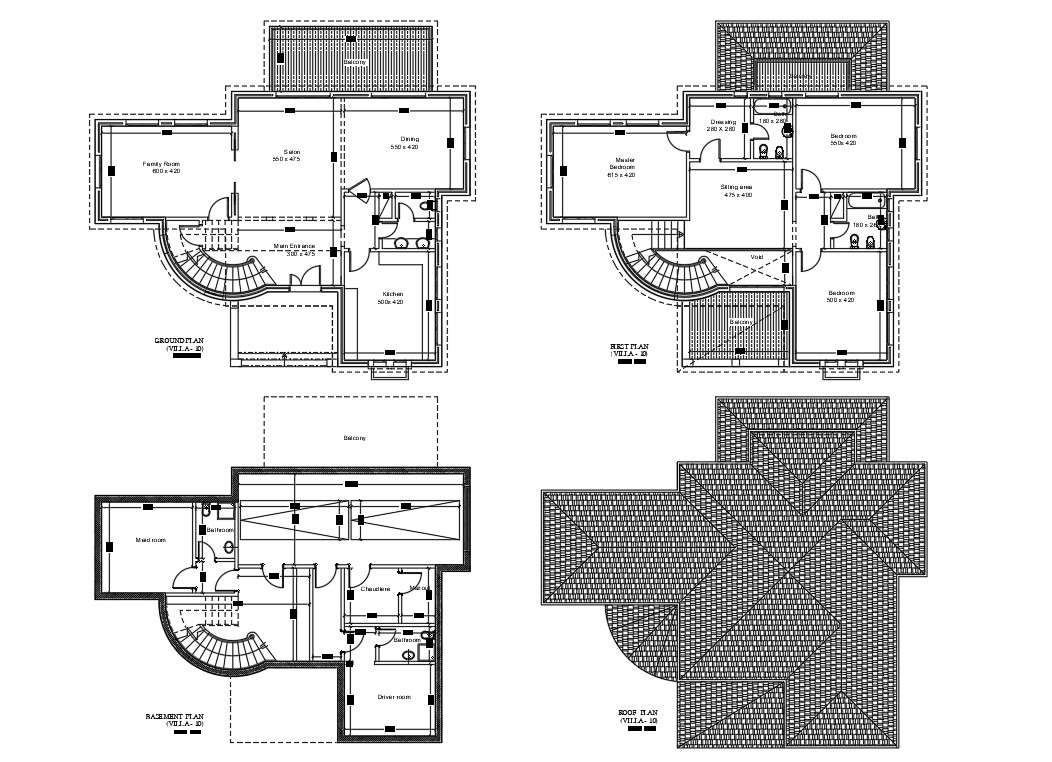 File Shows The Autocad Dwg Drawing Of Villa Plan It Contain Basement Plan Ground Floor Plan