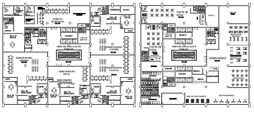 Finance center architecture layout plan details dwg file - Cadbull