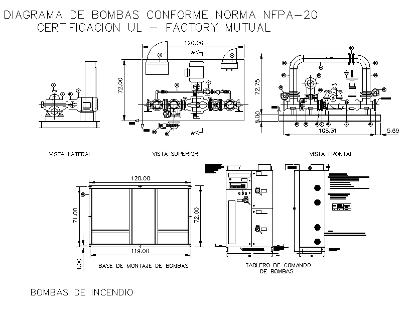 fire-pump-plan-and-elevation-detail-cadbull