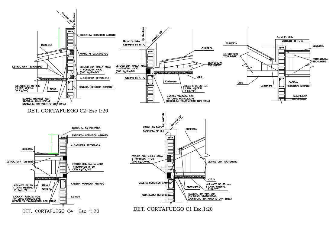 Fire wall constructive cad drawing details dwg file Cadbull