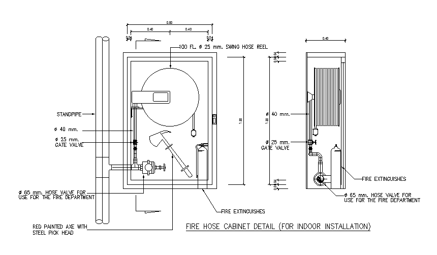 Fire House Cabinet Plan And Side Section CAD Drawing DWG File - Cadbull