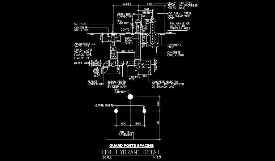 Cad Dwg File Of A Fire Hydrant Detail Cadblocksfree Thousands Of | Hot ...