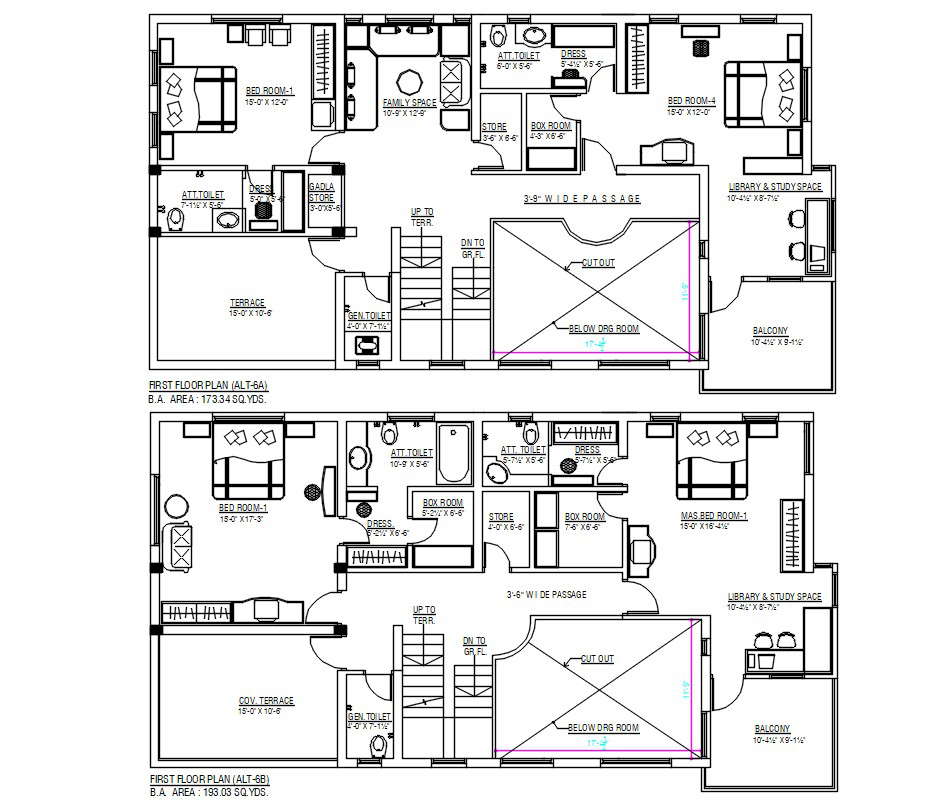 First Floor House Plan DWG File - Cadbull