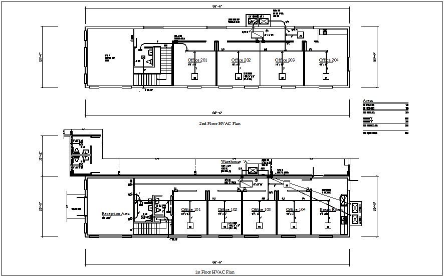 First and second floor HVAC plan of corporate office dwg
