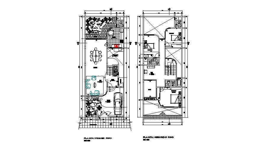 First and second floor layout plan details of two-level house dwg file ...