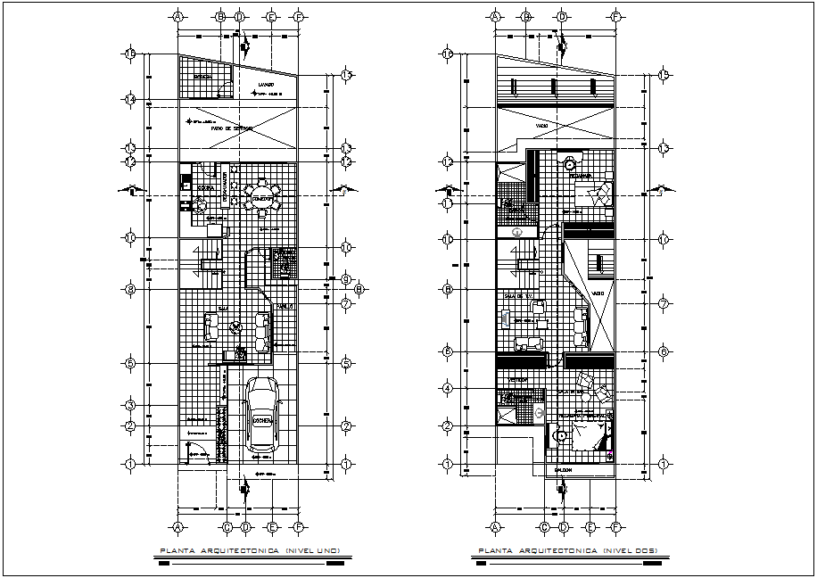 First and second floor plan of family residence with architecture view ...