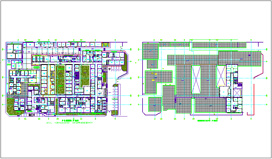 First and second floor plan of hospital dwg file - Cadbull