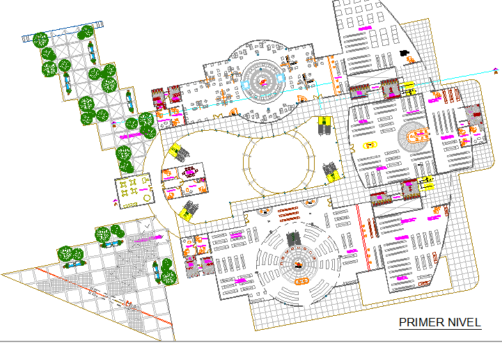 First floor layout plan details of city shopping mall dwg