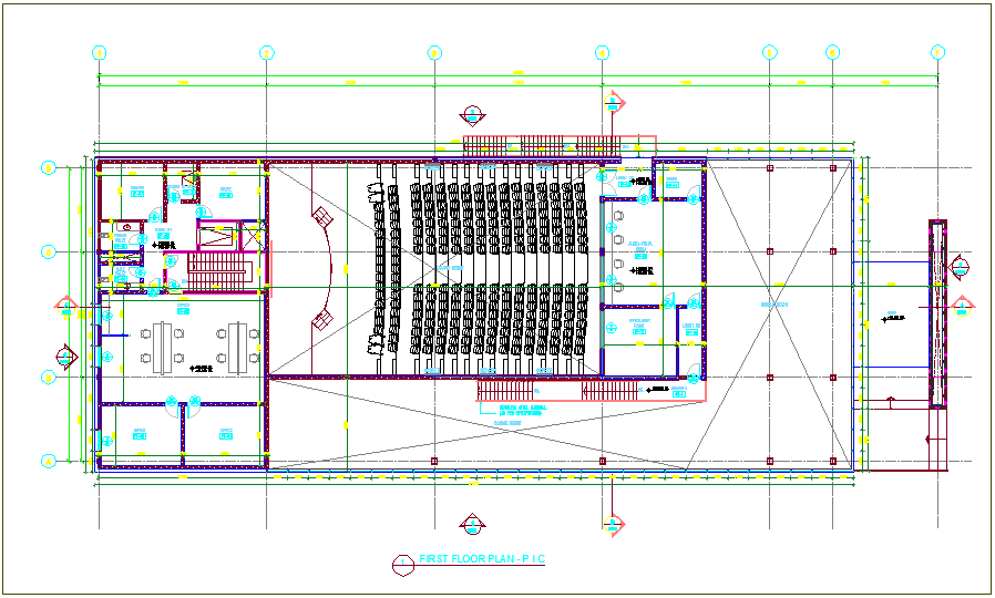 First Floor Plan Design View Of Auditorium Design Dwg File Cadbull