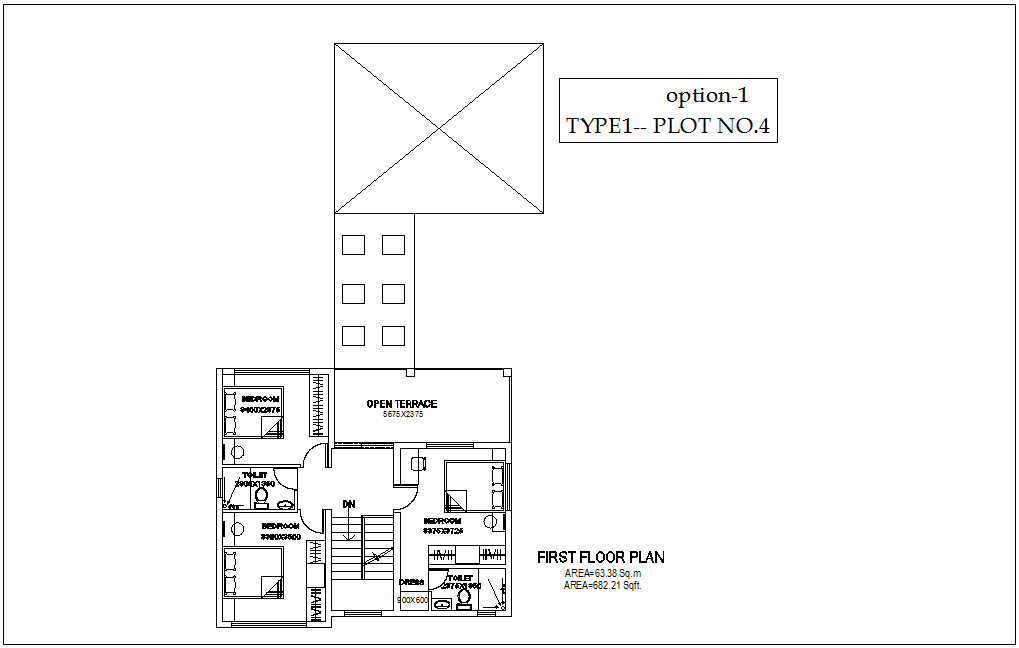 First floor plan of type 1 plot no.4 of bungalows with architecture ...