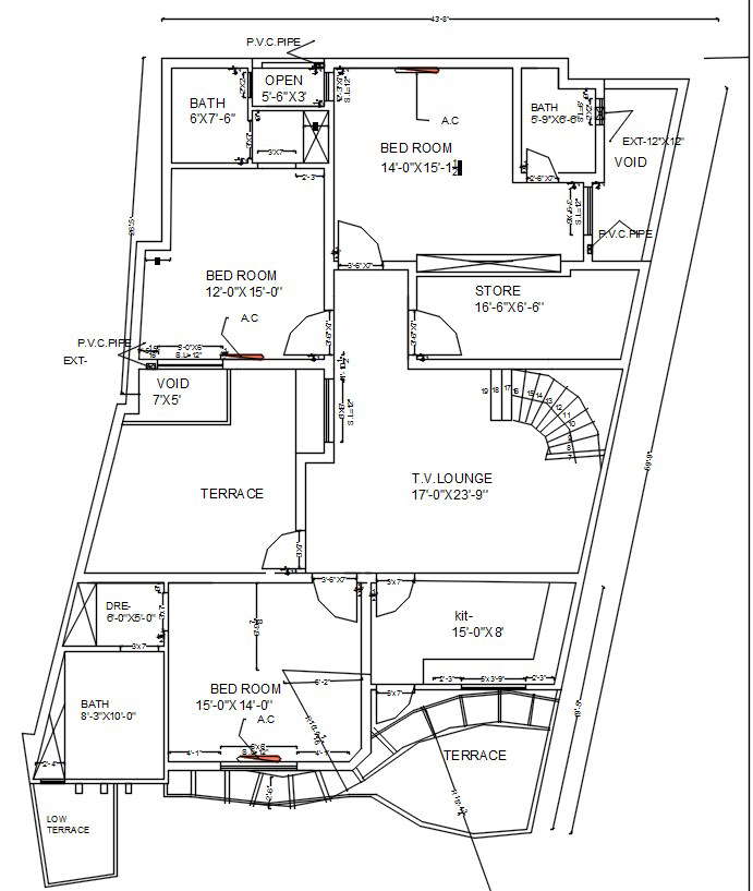 First Floor House Plan Design In Autocad 2d Drawing Cad File Dwg File Cadbull