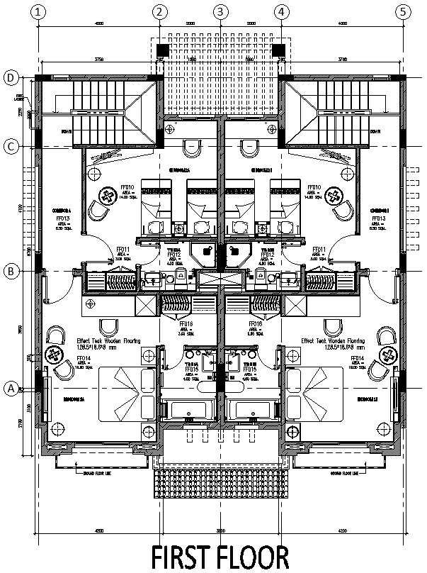 First floor plan for a Duplex Detail DWG AutoCAD file - Cadbull