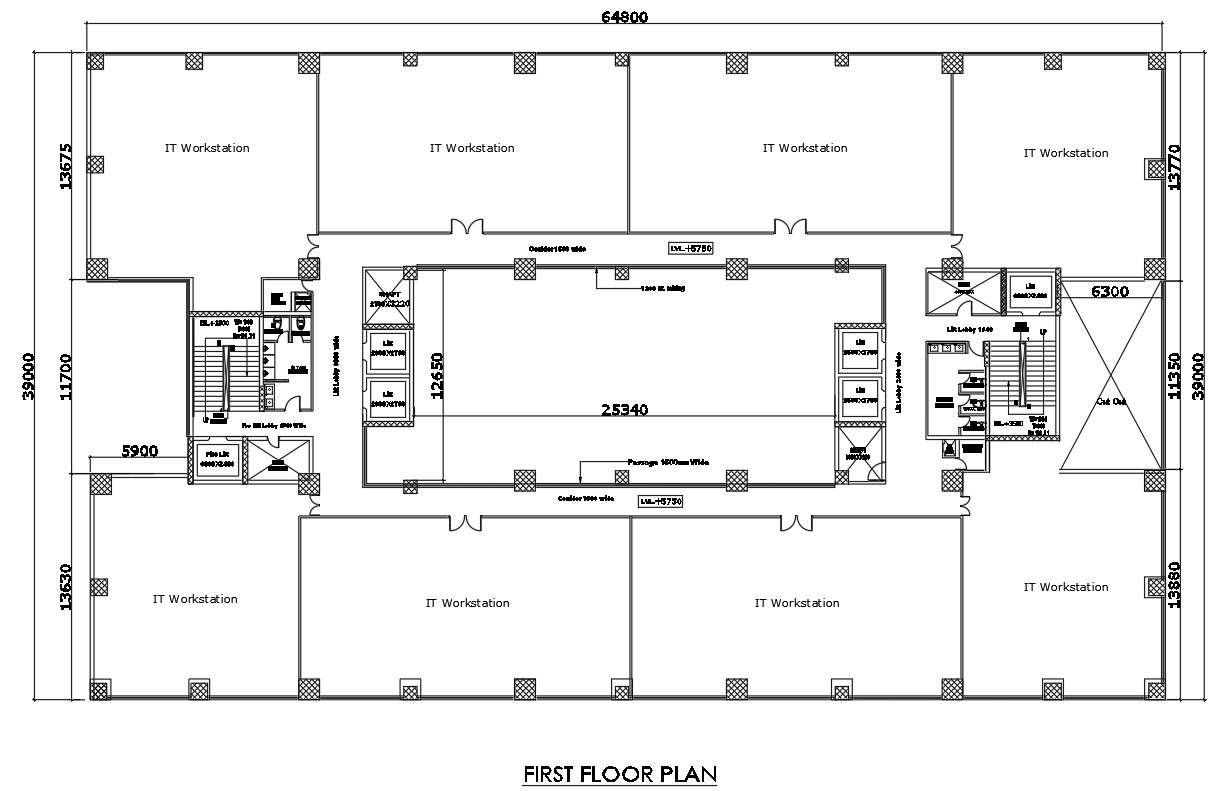 First floor plan of IT workstation in detail AutoCAD 2D drawing, dwg ...
