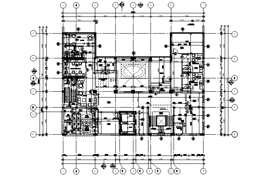 First floor plan of commercial building in detail AutoCAD drawing, dwg ...