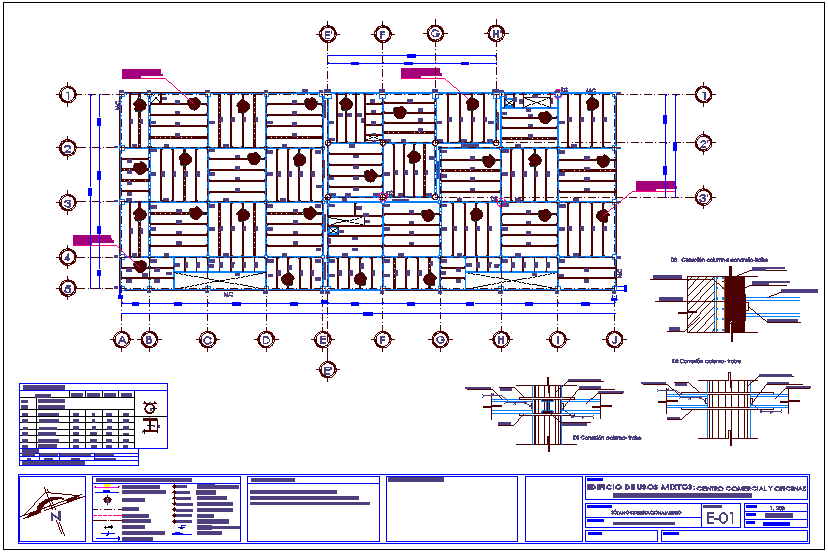 Five parking of basement floor structure plan with sectional detail ...