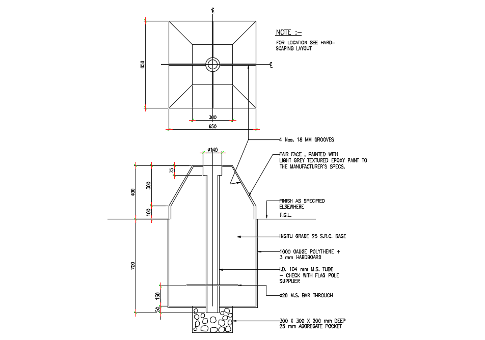 Flag Pole Details Dwg File - Cadbull