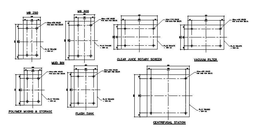 Flash tank, centrifugal station details are provided in this AutoCAD ...