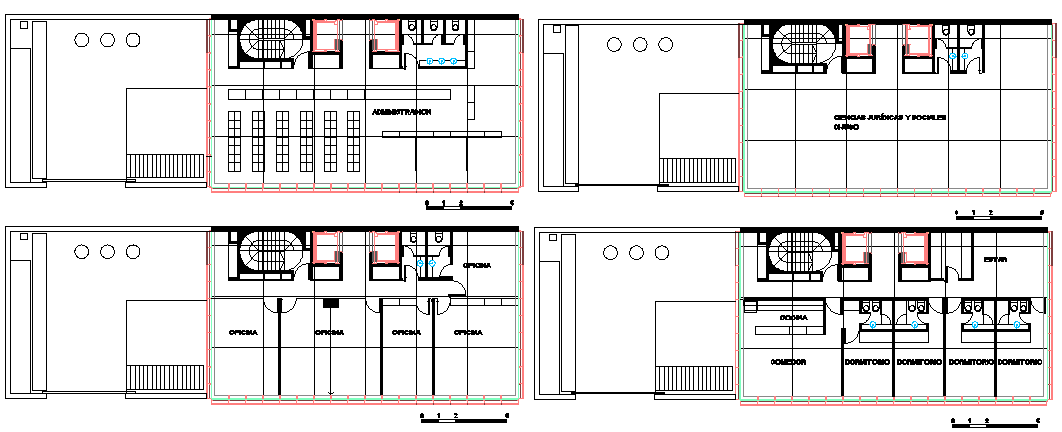 Floor plan layout details of administration building dwg file - Cadbull