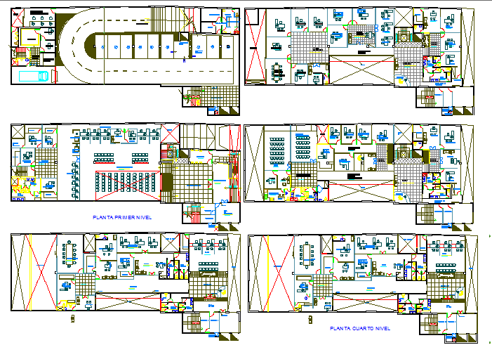 Floor plan layout details of multi-flooring bank head office building