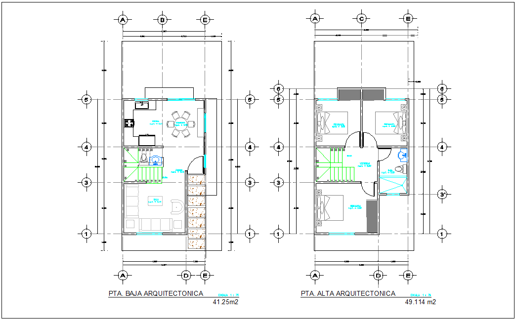 Floor Plan Of Bungalows With Architectural View Dwg File Cadbull