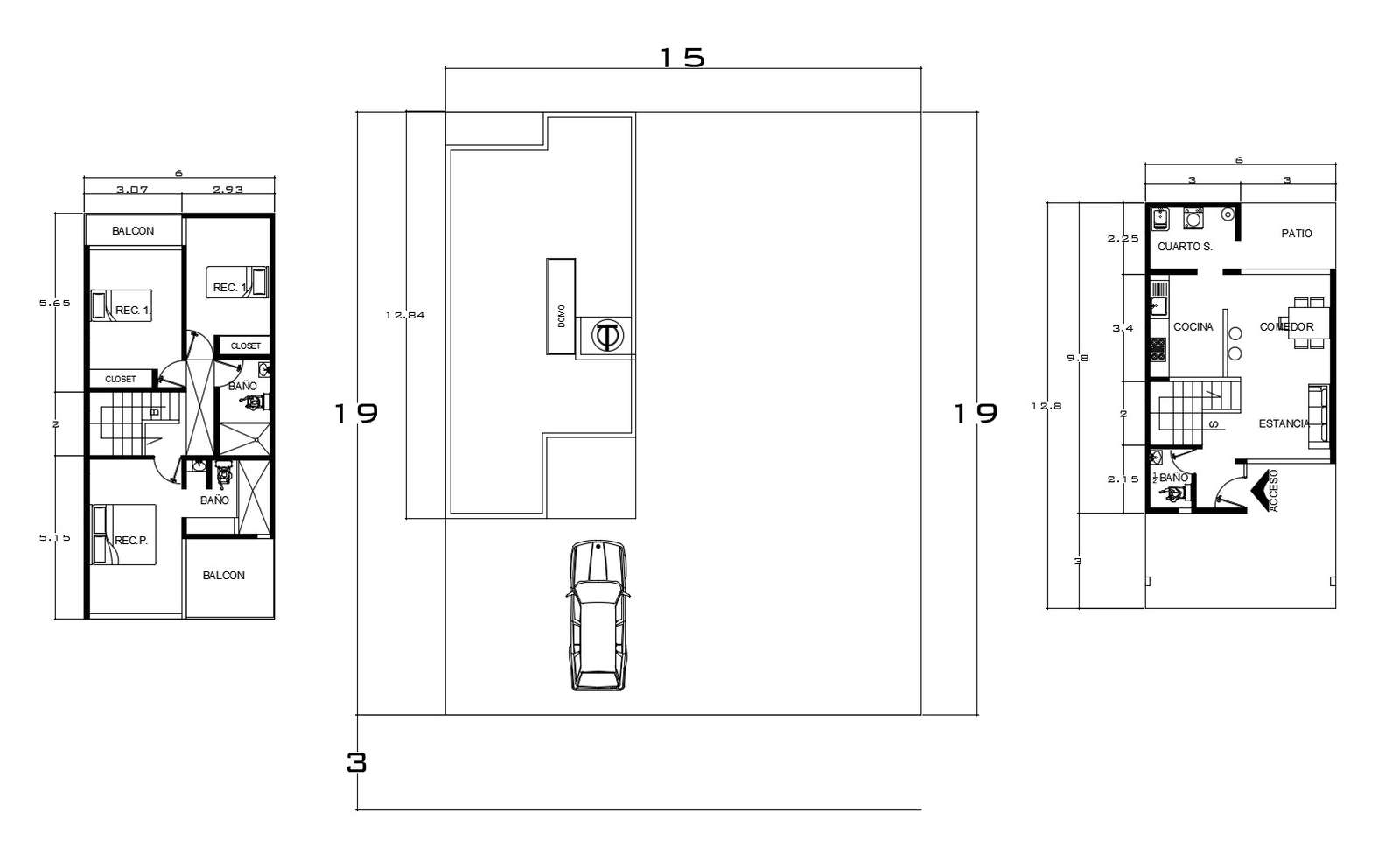 Floor Plan Of House 15mtr X 19mtr With Detail Dimension In Autocad Cadbull