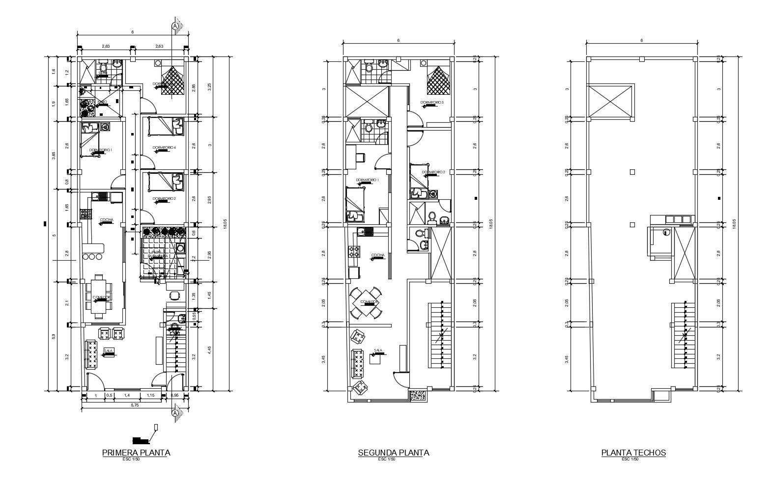 Floor Plan Of House 600mtr X 1800mtr With Detail Dimension In Dwg File Cadbull