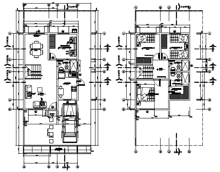 Floor Plan Of House 750mtr X 1505mtr With Detail Dimension In Autocad Cadbull