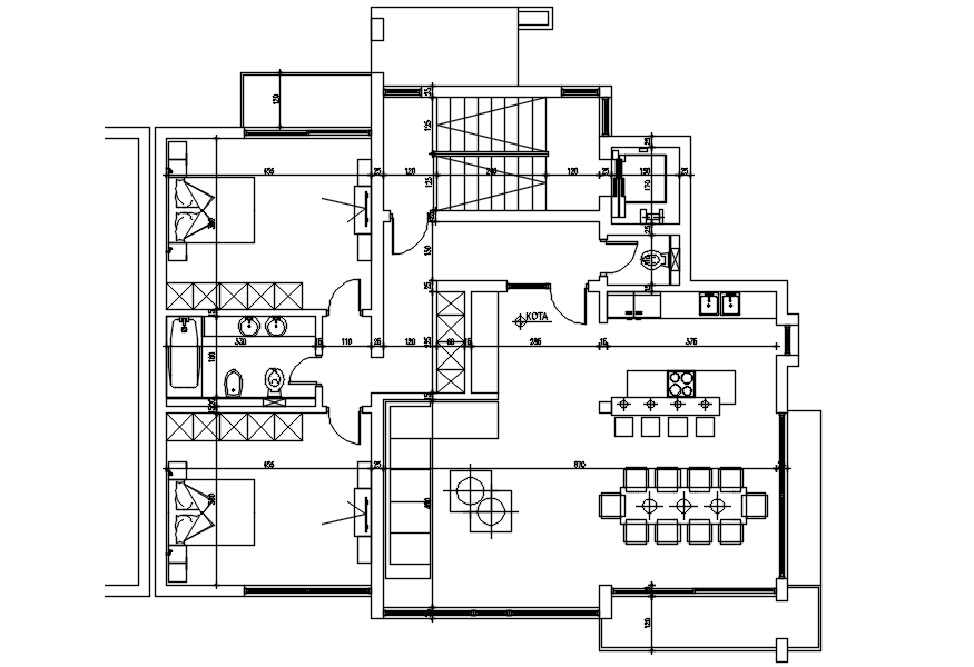 Floor plan of house with detail dimension in dwg file - Cadbull