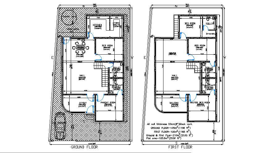 Floor Plan Of Residential House 32 X 60 With Detail Dimension In Autocad Cadbull