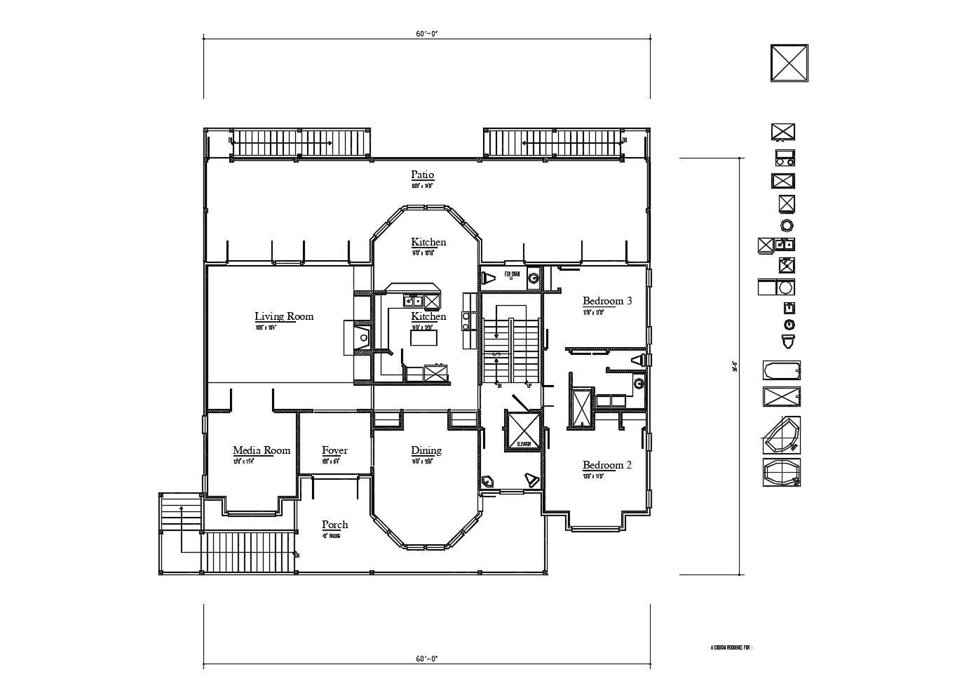 Floor Plan Of Residential House 600 X 560 With Detail Dimension In Autocad Cadbull