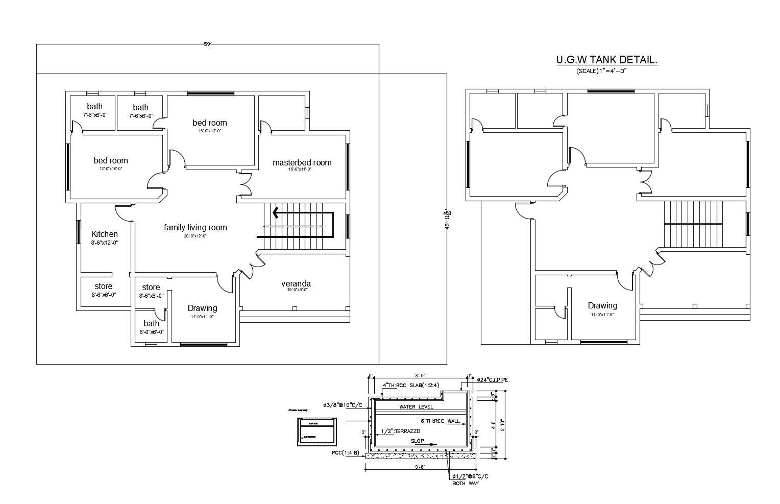 Ground Floor Plan Of House With Detail Dimension In Dwg File Cadbull