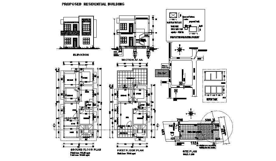 Floor Plan Of The House With Elevation And Section In Dwg File - Cadbull