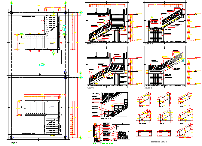 Floor vise staircase sectional and construction details of shopping ...