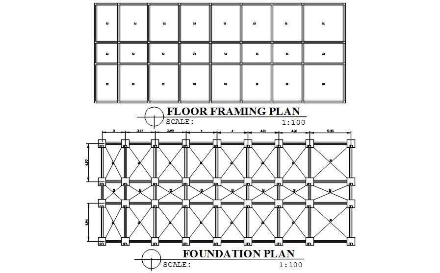 Floor Framing plan and Foundation plan section details of the house