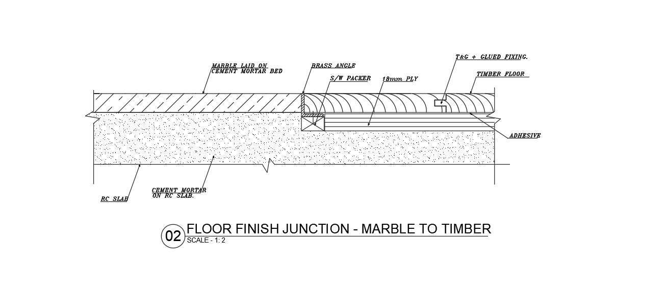 Floor Finish Junction Marble To Timber Detail In Autocad 2d Drawing Dwg File Cad File Cadbull