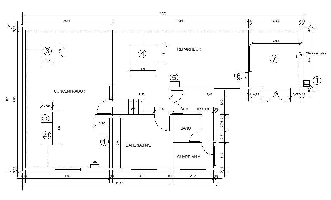 Floor plan of concentrator in detail AutoCAD 2D drawing, CAD file, dwg ...