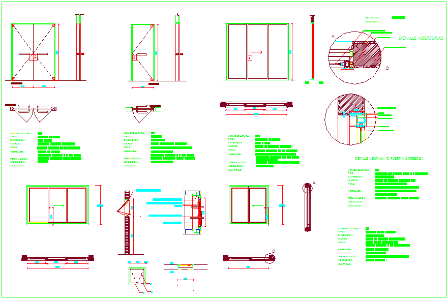 Fold door design view with detail - Cadbull