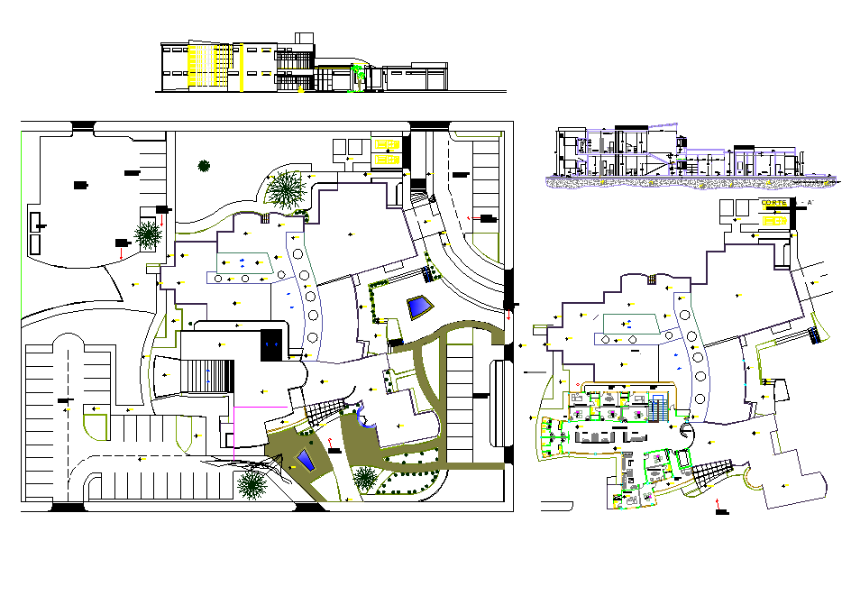 Food markets plan and elevation layout file - Cadbull