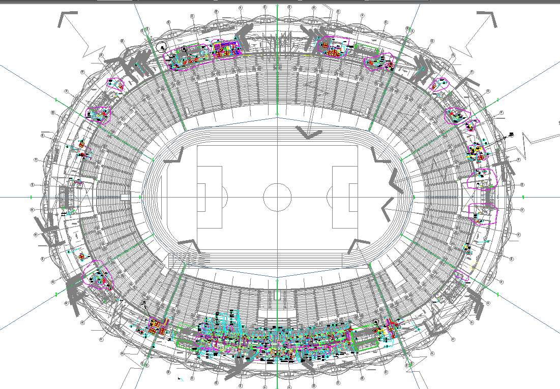 Football stadium architecture master plan in cad - Cadbull