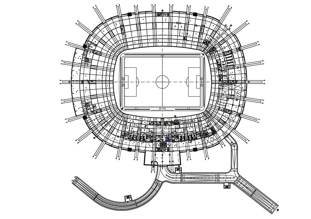 Football stadium design in AutoCAD 2D drawing, dwg file, CAD file Cadbull