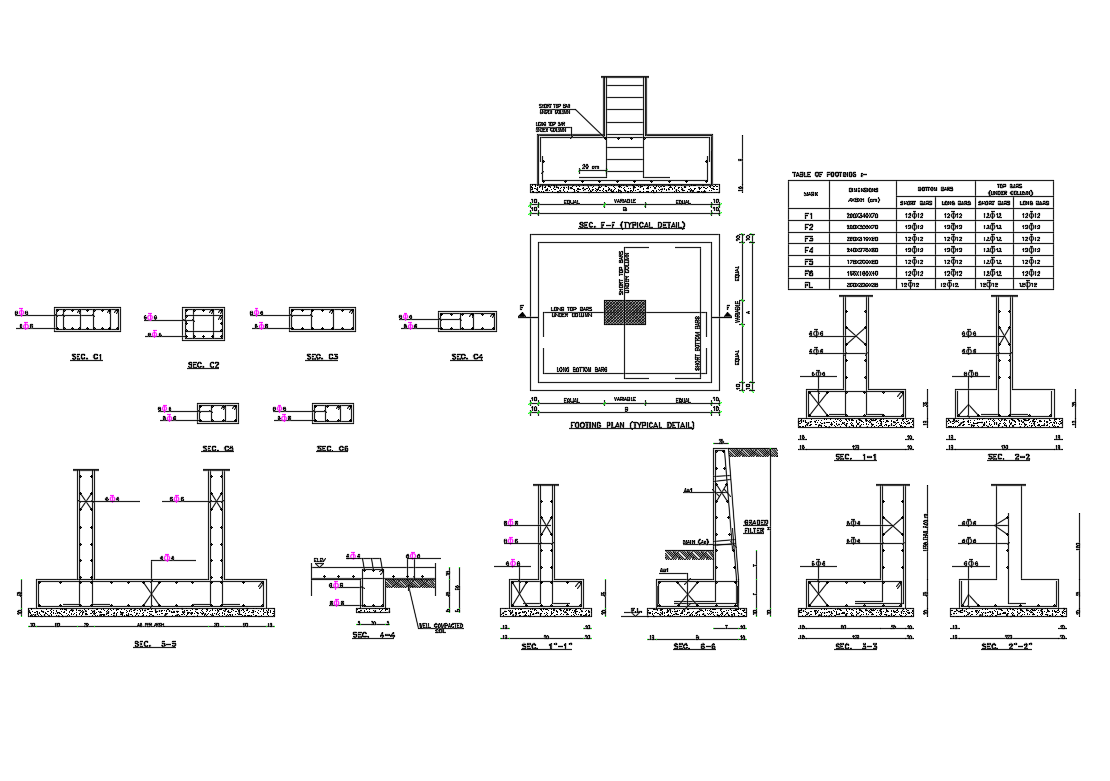 Footing And Column Structure Details Of House Dwg File Cadbull