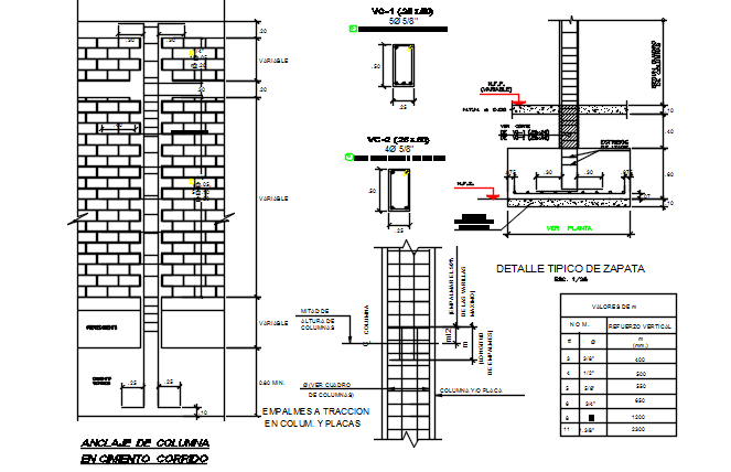 Footing detail dwg file - Cadbull