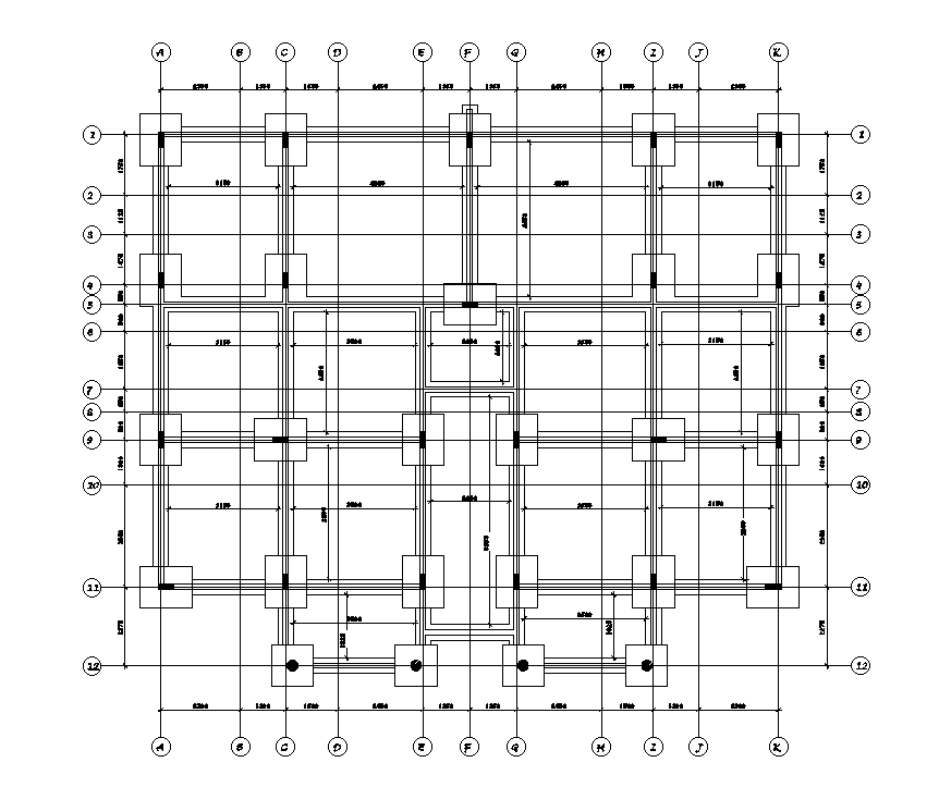 Footing And Foundation Plan Of 18x15m House Plan Of Residential Building Is Given In This