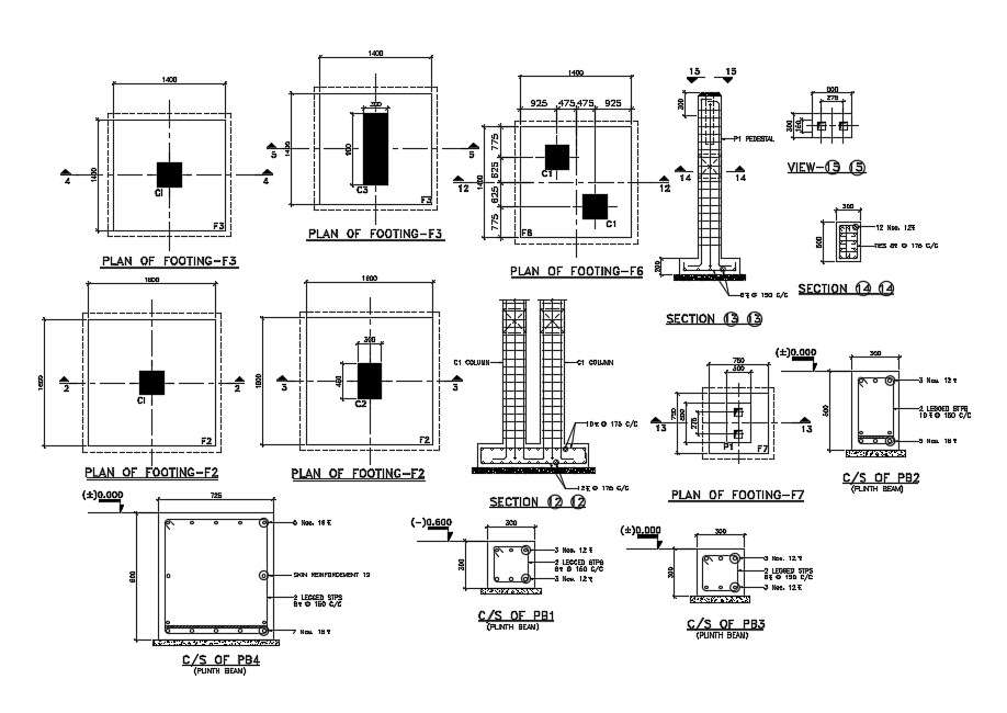 Footing detail. Download autocad dwg free file | CADBULL - Cadbull