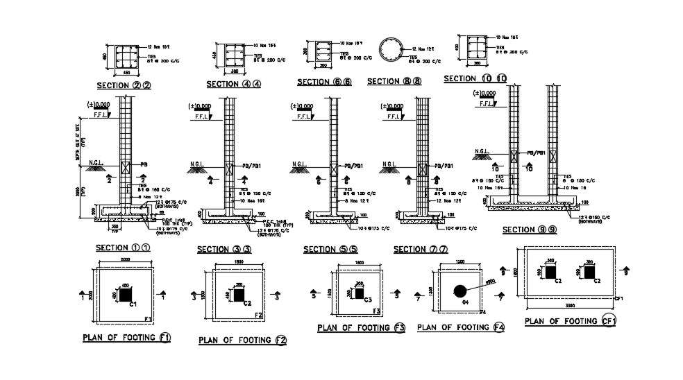 Footing Detail Drawing Download Cad Free Dwg File Cadbull Cadbull