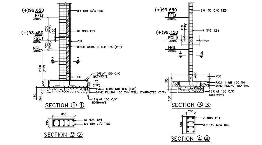 Footing detail drawing described in this Autocad drawing file.Download ...