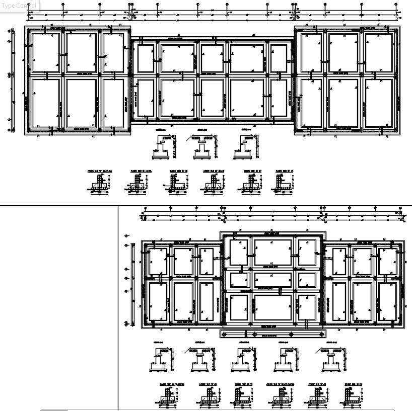 Footing Sections Design And Coffrage Foundation Layout Plan In Autocad 2d Drawing Cad File Dwg