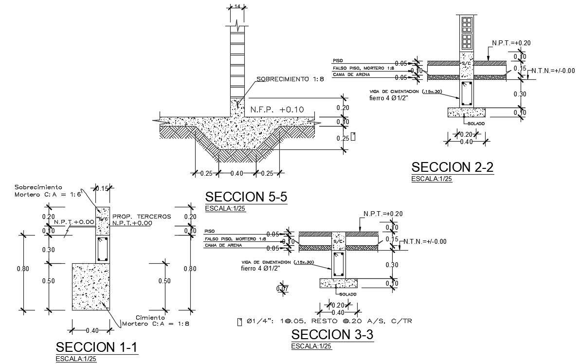 Footing section view is given in this Autocad drawing file. Download ...