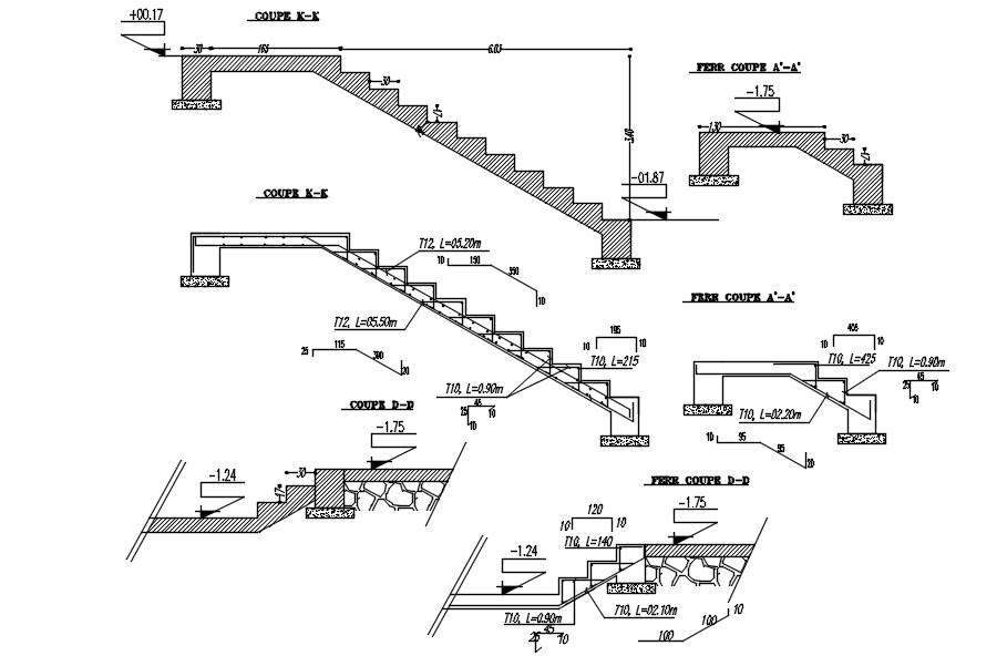 Formwork and reinforcement details of the staircase of ground floor in ...